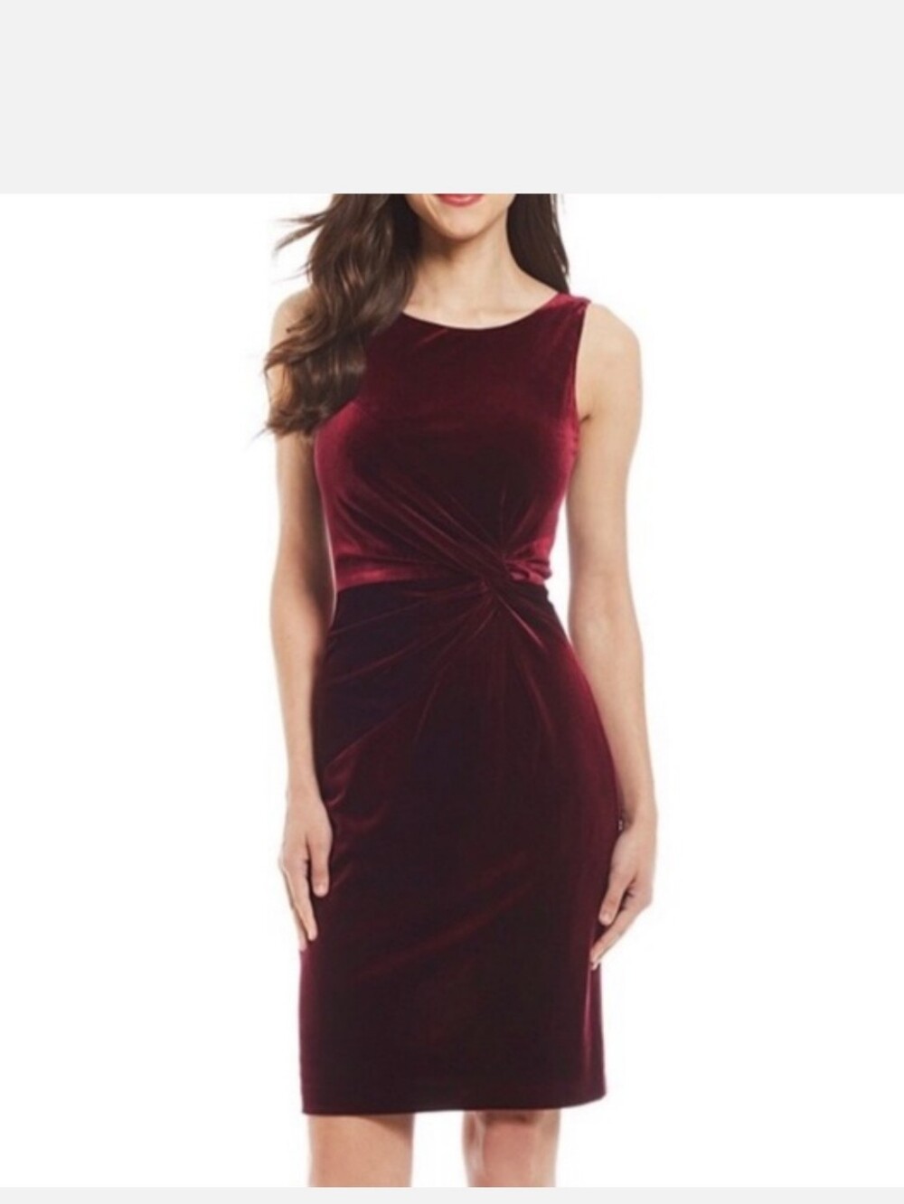 Calvin Klein Burgundy Velvet Twist-Front Women’s Dress NWT